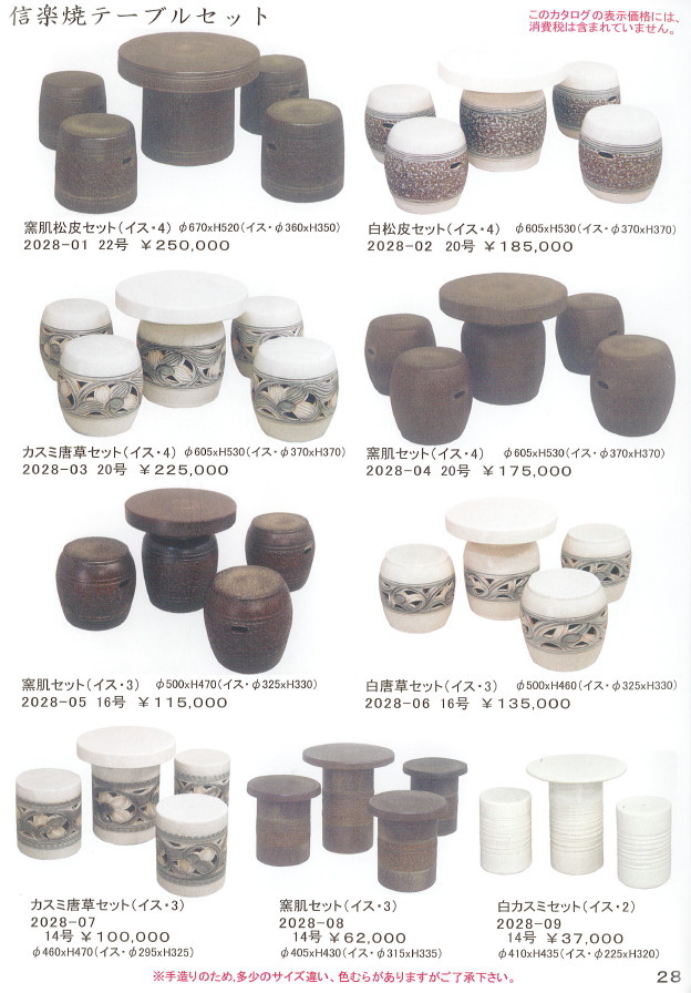 信楽焼商品の更新のお知らせ