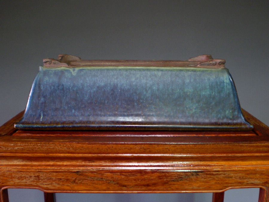 時代物 希少 蔵出し【古渡 中国古鉢 古盆栽鉢 『葛明祥造』在銘 海鼠釉