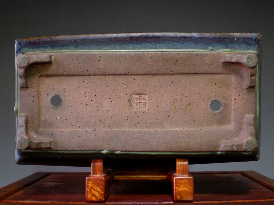 盆栽鉢 葛明祥造 海鼠釉 長方鉢