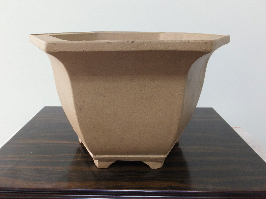 盆栽鉢 白泥六角懸崖鉢 販売 通販 盆栽鉢の山太屋