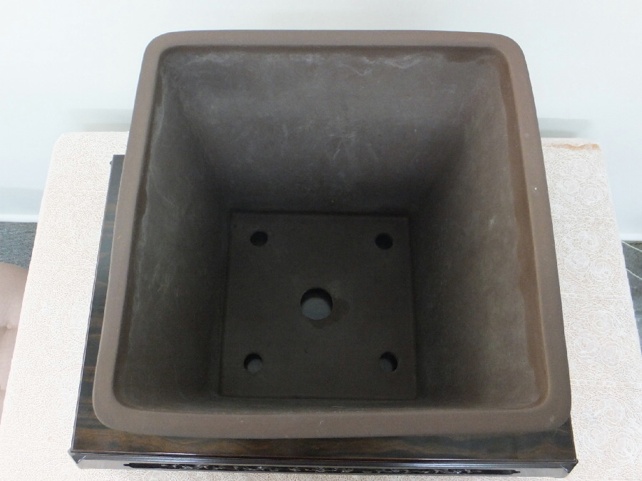 盆栽鉢 永楽正方懸崖鉢 販売 通販 盆栽鉢の山太屋